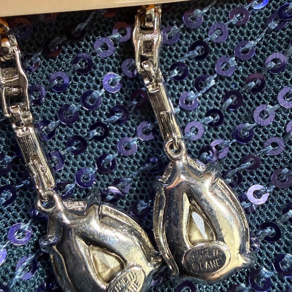 Kenneth Jay Lane Silver Crystal Teardrop Drop Earrings - Picture 3 of 3